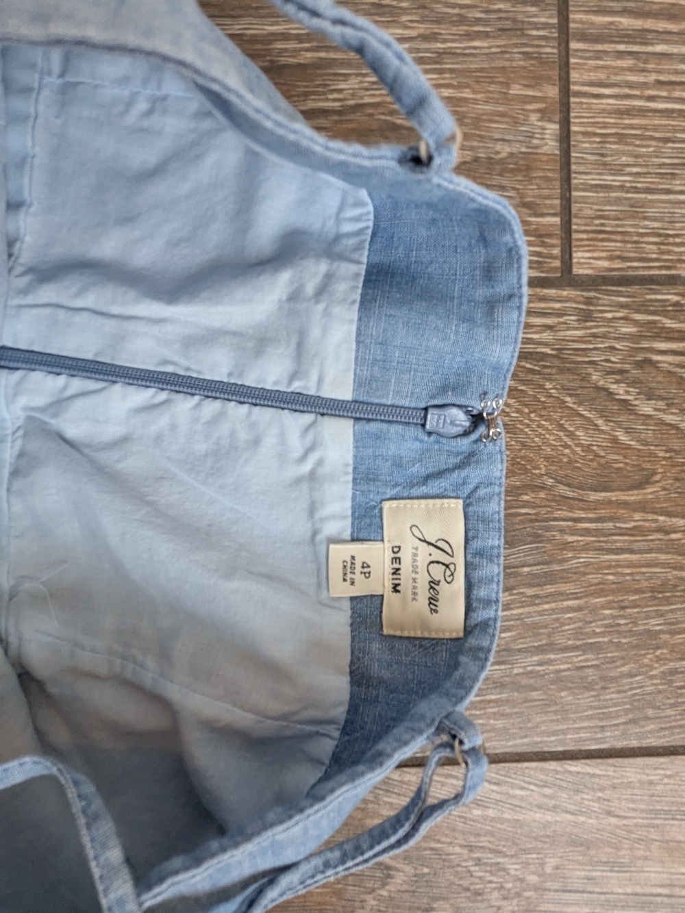 J. Crew 100% Cotton Chambray Denim Overall Jumpsuit Butter Mom Wide Leg Size 4 P - Picture 8 of 12